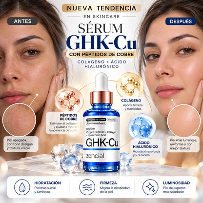 GHK-Cu Péptido de Cobre | Sérum Facial con Colágeno + Ácido Hialurónico