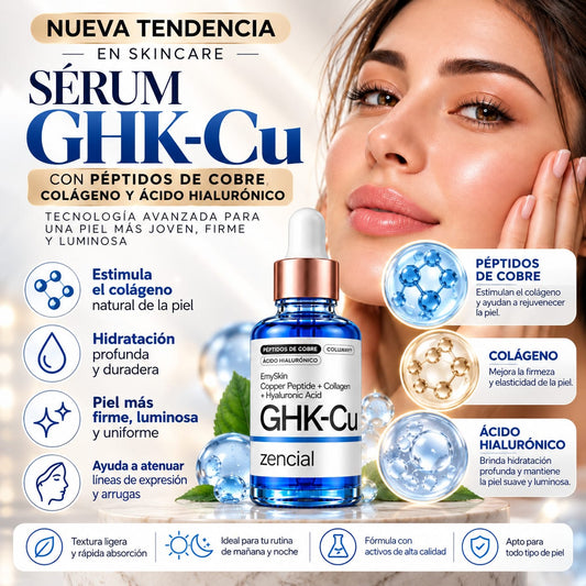 GHK-Cu Péptido de Cobre | Sérum Facial con Colágeno + Ácido Hialurónico