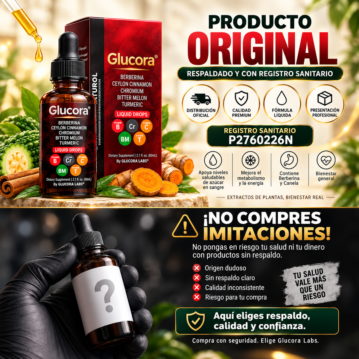 Glucora Berberina | Equilibrio, Bienestar y Control en Cada Gota