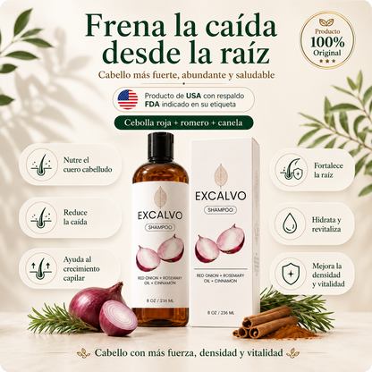 Frena la caída desde la raíz con Excalvo Shampoo USA